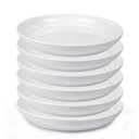 Vodotion Round Plastic Plant Saucers Set, 6-Pack, 7.6 Inches (6.4 Inch Base) Pot Drip Trays, Ideal for Indoor and Outdoor Home Garden Flower Pot Containers. (White)
