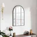 SCWF-GZ 30x20 Arch Mirror Rectangle Wall Mounted Hanging or Against Wall Aluminum Alloy Metal Frame Dressing Make-up Mirrors for Entryway Bedroom Bathroom Living Room 30 20 inch Black