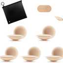 Nipple Cover Silicone Self Adhesive Bra Breathable Sticky Bras Water-Proof Reusable Backless Invisible Bra (M)