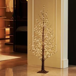 Birchlitland Brown Tree Lights Plug in for Christmas Party Lighted Artificial Tree LED Indoor Outdoor use