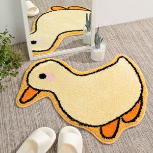TRUEDAYS Bathroom Rug Cute Bath Mat Duck Shaped Small Rug Non Slip Bathtub Mat and Absorbent Shower Mat Washable Plush Luxury Mat
