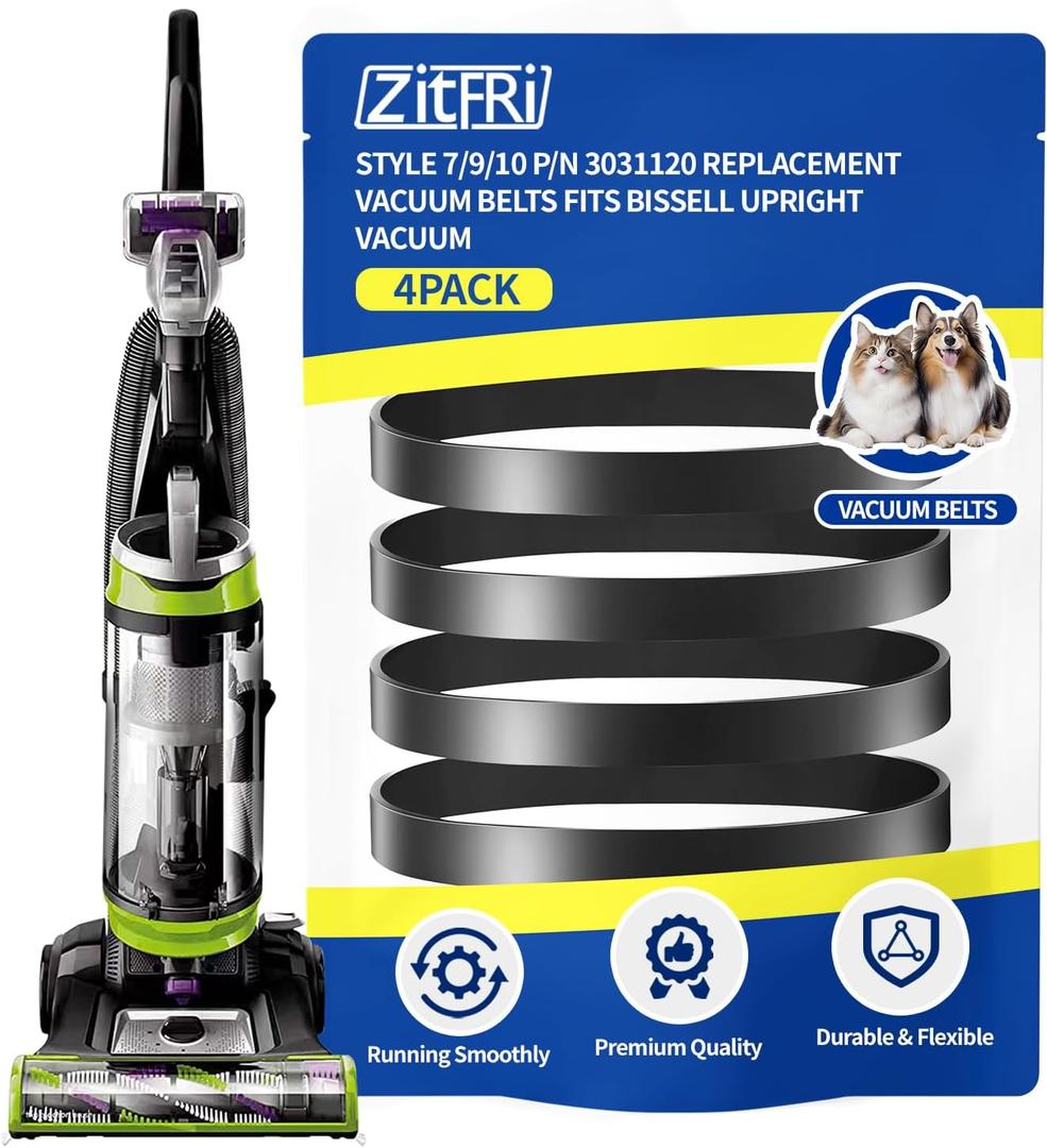 Vacuum Belt 4 Pack for Bissell Style 7/9/10 p/n 3031120#2031093#32074#3031123 PowerForce Helix Powerlifter CleanView Swivel Rewind Pet Vacuum Cleaner