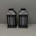 13-Inch IP65 Waterproof Battery-Powered Outdoor Lantern with Led Flameless Candle and 6-Hour Timer - Decorative Lantern for Patio & Garden(2 Pack) (Black)