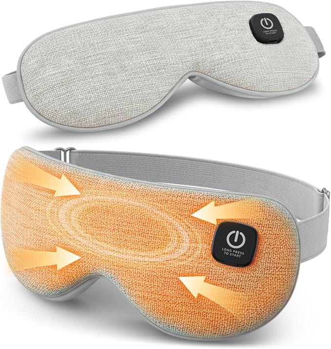 Cordless Heated Eye Mask for Dry Eyes Relief, with 3 Heat Settings, Washable Eye Cover, Warm Heating Pad for Stye Eye Treatment & Travel Use (Navy Blue)