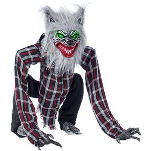 JOYIN 30 Halloween Outdoor Decorations Animatronics Werewolf, Animated Werewolf Groundbreaker Decor Outside, Squatting Werewolf Prop with Moving Arms & Light-Up Eyes, Yard Lawn Haunted House Decor