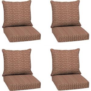 Arden Outdoor Deep Seat Cushion Set (4-Pack), 24 in x 24 in, Weather-Proof, Rain-Proof, Fade Resistant Patio Cushion for Chair, Sofa, and Couch Rust Red Brushed Texture