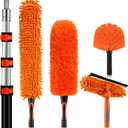 PuliKit 20ft High Ceiling Duster Kit with Heavy-Duty Extension Pole | Washable Cobweb Duster, Microfiber Ceiling Fan Duster, 2-in-1 Window Squeegee & Washer for Home Ceiling High Reach Cleaning