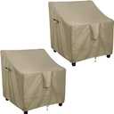 OutdoorLines Outdoor Waterproof Furniture Chair Cover - UV-Resistant Patio Lawn Chair Covers for Outdoor Furniture Windproof Heavy Duty Chair Covering, 2 Packs, 33Wx34Dx31H Inches, Camel