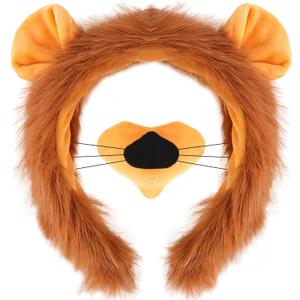 Chanaco Lion Ears Headband and Nose Set Lion Costume Women Adult Halloween Animal Costumes Cosplay Accessories Party Decorations Gifts