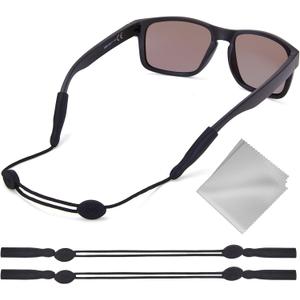 Eye Glasses Holder Strap - Adjustable Sunglasses Straps Cords for Men Women - Eyeglass Holders Around Neck - Eyewear String Lanyard Retainer -2PCS14in Black (Adult, Blak, Blak)