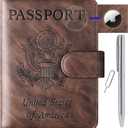 Airtag Passport Holder Cover Wallet Travel Essentials Leather Rfid Blocking Case Vacation Luggage Must Haves Travel Accessories for Men Women (117#Coffee)