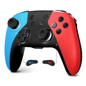 AceGamerUpgraded Wireless Controller for Nintendo Switch/Lite/OLED/Windows, [No Drifting] Hall Effect Joystick for Controllers with Wake Up/Turbo/Vibration/Back Buttons/Programmable (Red-Blue)