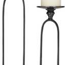 Deco 79 Aluminum Paper Clip Pillar Candle Holder with Marble Base, Set of 2 15", 19"H, Black