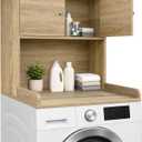 Washer Dryer Countertop with Cabinets, 2-Tier Laundry Countertop with Shelf