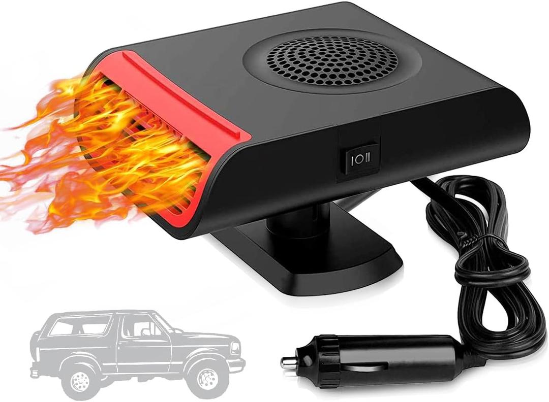 Car Heater, 150W 12V Portable Car Heater and Defroster, Car Heater that Plug into Cigarette Lighter for Cars, Trucks, RV, Camping (Black)