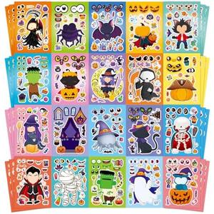 60 Sheets of Halloween-Themed Sticker Sets for Kids: 20 Unique Designs for Creative Party Activities and Craft Supplies