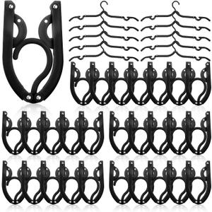 Sieral 40 Pcs Foldable Travel Hangers Plastic Portable Folding Clothes Hangers Cruise Ship Essentials for Travel Cruises Suitcase Dormitory School Hotel Women Laundry Coat Bag Drying(Black)