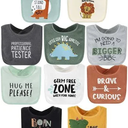 The Peanutshell Baby Boy or Girl Terry Bibs Set of 10-100% Cotton, Soft, Absorbent Baby Bibs, Unisex Toddler Boy or Girl Set, Newborn & Infant