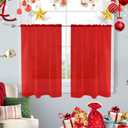SpaceDresser Basic Rod Pocket Sheer Voile Window Curtain Panels Red 1 Pair 2 Panels 26 Width 24 Inch Long for Kitchen Bedroom Children Living Room YardRed26Wx 24L