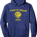 Blue Vintage Oregon Flag Sweatshirt Retro State Hoodie USA Pullover Hoodie XL