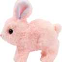 Hopearl Hopping Rabbit Interactive Electronic Pet Plush Bunny Toy with Sounds and Movements Animated Walking Wiggle Ears Twitch Nose Gift for Toddlers Birthday, Pink, 7''