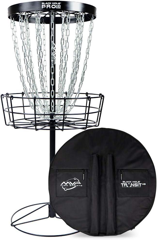 MVP Disc Sports Black Hole Pro HD 24-Chain Portable Disc Golf Basket with Transit Bag