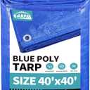 TARPAL 40x40 feet Blue tarp, 8mil Medium Duty tarps Waterproof, Tear Resistant with Metal Grommets, Suitable for Outdoor Tent Emergency rain Cover,Floor tarp,and Other uses.