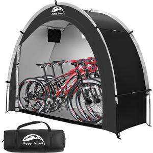 Happy Travel Bike Storage Shed Tent,Outdoor Portable Bicycle Storage Sheds with 210D Oxford Fabric PU4000 Waterproof for 2/3/4/6/8 Bikes,Bike Covers Shelter for Motorcycle,Garden Tools,Toys,Lawn Mower