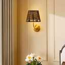 Medium Square Lamp Shades, ALUCSET Metal Lampshade with Pattern of Trees for Table Lamp and Floor Light, 7 x 10 x 7.5 Inch, Pattern of Trees (Black/Gold)