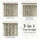 Charcoal Floral Linen Curtains 63 Inch Length 2 Panels Set Patterned Semi Sheer Living Room Bedroom Back Tab Rod Pocket Farmhouse Boho French Country Blackish Green Flower Plant Kitchen Window Drapes