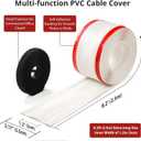 16.4ft Cord Cover Floor, Soft PVC Cord Covers for Wires on Floor, Self-Adhesive Floor Cable Cover Cord Hider, Floor Cable Management Cable Protector for Commercial Office Carpet/Floors/Wall Off White