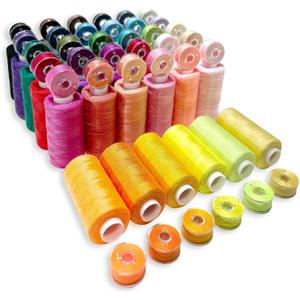 72 PCS Sewing Thread, Thread for Sewing Supplies, 36 Colors Polyester, 400 Yards Per Spool with Spools and Prewound Bobbins for Hand & Machine