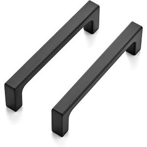 Ravinte 25 Pack Solid 3-3/4 Inch Kitchen Square Cabinet Handles Matte Black Pulls Drawer Pulls Kitchen Cabinet Hardware Flat Black Handles