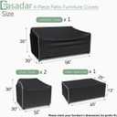 Gasadar Outdoor Furniture Cover Waterproof, 4 Piece Patio Furniture Covers for Patio Loveseat, Chair and Coffee Table, Heavy Duty 600D, Black