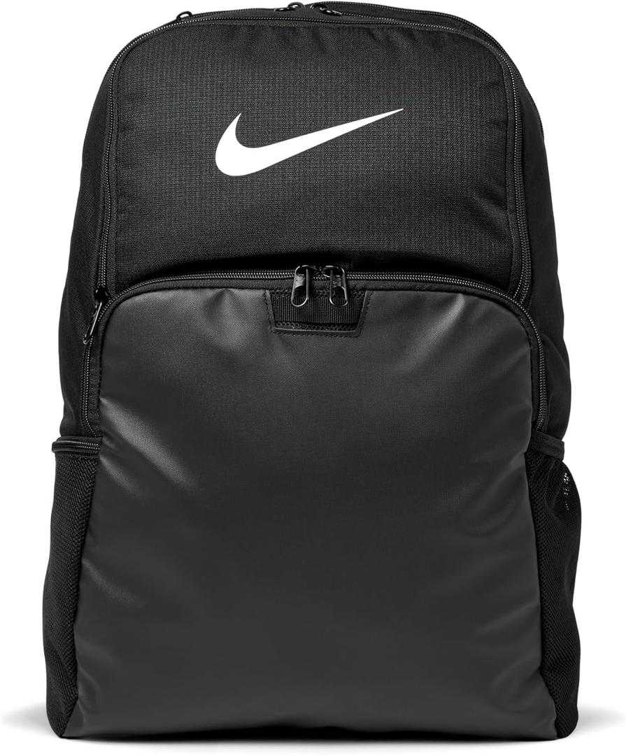 Nike Unisex Adult Gameday Brasilia 9.5 Training Backpack (24L or 30L) | Mens and Womens (Black/Black/White)