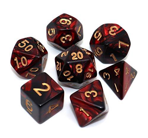 CREEBUY DND Dice Set Red Black RPG Dice for Dungeon and Dragons D&D MTG 7-Die Polyhedral Dice