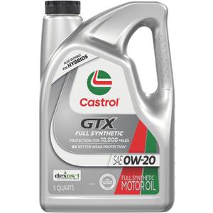 Castrol GTX Full Synthetic 0W-20 Motor Oil, 5 Quarts
