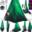 Sensory Swing for Kids Holds up to 300lbs Indoor & Outdoor Therapy Cuddle Swing with Hammock Hooks Hanger Kit for Calming, Effect for Autism, ADHD or SPD. (Space Green)