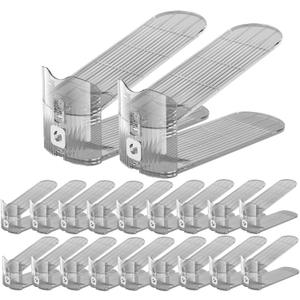 CiBiZi Clear Shoe Slots Organizers 20Pack Shoe Stacker Organizer for Closet Shoe Stackers for a Pair of Shoes Shoe Display Shelf Organizador de Zapatos Shoe Rack Holders Space Saver (Grey)