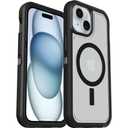 OtterBox iPhone 16e, 15, 14, & 13 Defender Series XT Clear Case - DARK SIDE (Black/Clear), screenless, rugged , snaps to MagSafe, lanyard attachment (ships in polybag)