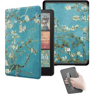 3 x Hand Strap Case for 2024 Release 7" Kindle Paperwhite (12th Gen) & Kindle Colorsoft Signature Edition, Shockproof Frame Cover with Auto-Wake/Sleep,Van Gogh Apricot Blossom