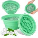 Solldgt Silicone Face Bowl for Ice with Built-In Icetray, Collapsible Face Tub for Ice Bath, Facial Ice Plunge Bowl, Ice Water Facials at Home - Green