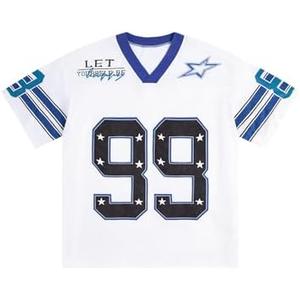 SOLY HUX Mens Jersey Y2k Baggy Shirts Graphic Tees Oversized V Neck Tshirts Summer Tops Size Medium