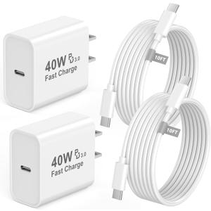 [Apple MFi Certified] iPhone 17 Pro Max Charger Fast Charging 10 FT, 2 Pack 40W USB C Charger Block with 10FT Long Type C Charging Cable Cord for iPhone 17/17 Pro/17 Pro Max/Air/16/15/16 15 Pro Max