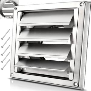 4" Upgrade Metal Dryer Vent Cover for House, Premium Stainless Steel Dryer Vent with 4 Screws Rubber Gasket, Best Exterior Wall Vent Cover with Louvre for Dryer Vents Range Hood Vent AC Vent
