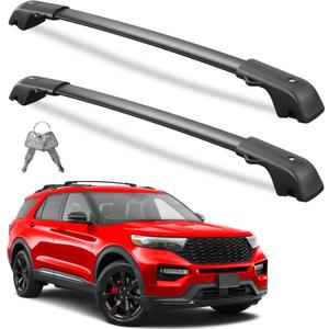 300lbs Lockable Roof Rack Cross Bars Compatible with Ford Explorer 2020 2021 2022 2023 2024 2025 2026,Heavy Duty Aluminum Roof Rails Crossbars Black Rooftop Cargo Carrier Luggage