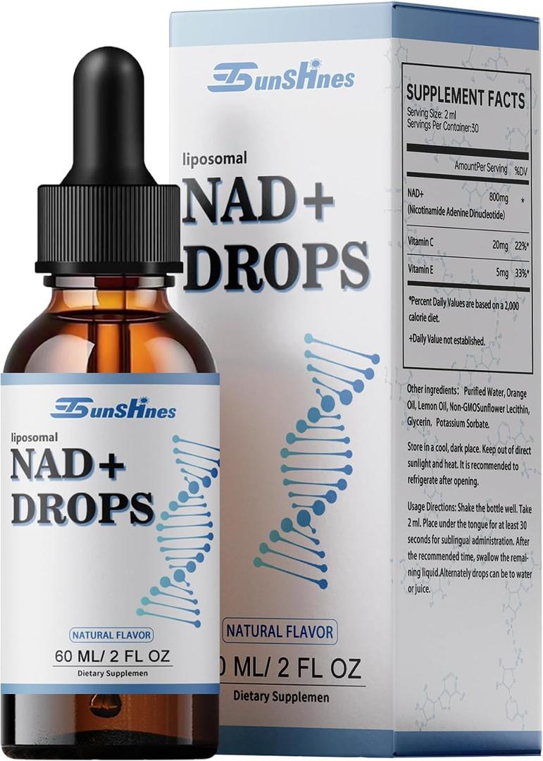 Liposomal NAD+800mg, NAD Liquid Supplement for Maximum Absorption - NMN or Nicotinamide Riboside Alternative, Healthy Aging Energy Metabolism and Vitality,NAD+ Supplement Drops