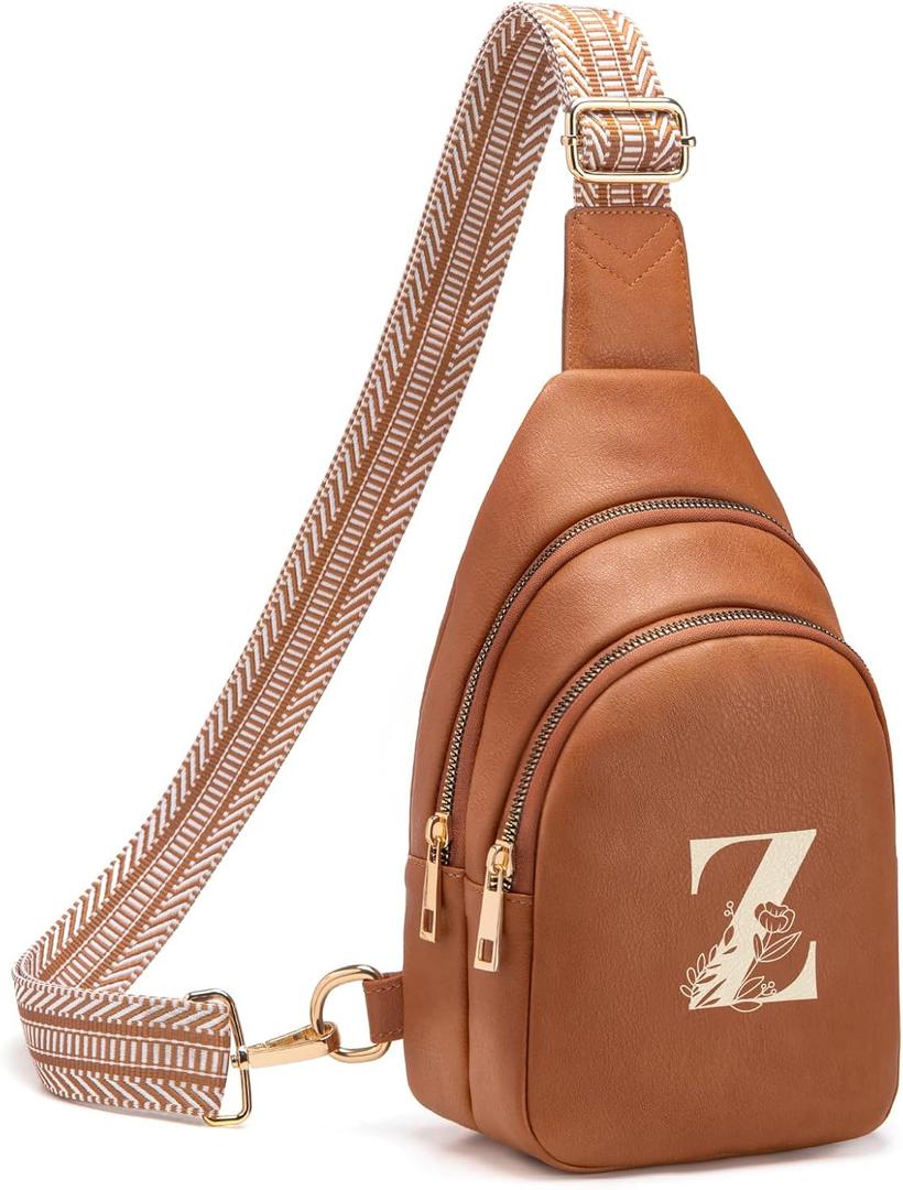 Viverte Crossbody Bags for Women Initial Sling Bag Cross Body Fanny Packs Personalized Gifts for Mom Women Wife (Brown-Z)