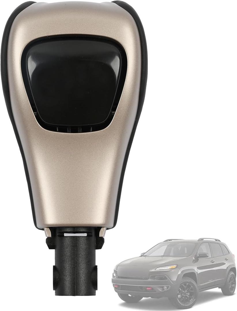 Gear Shift Knob Handle with Button 5YD261X9AB Fit for Jeep Cherokee Latitude/Limited/Trailhawk/Sport/North 2014-2019 Gear Shifter Lever Selector（Champagne Gold） 5YD291X9AA 68253072AA
