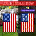 12 x 18 Double Sided American Garden Flag with Lights- Solar LED Burlap US Flag, Luminable Yard Garden Flag for Patio Lawn Outside Outdoor Decorative
